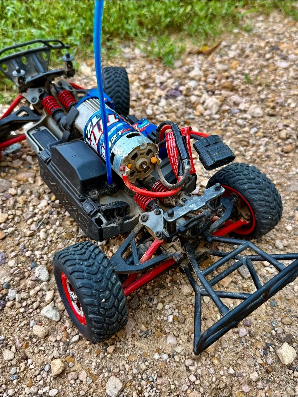 Traxxas Black RC Short Course Truck with Red Accents